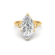 4Ct Marquise Cut Moissanite Engagement Ring 14K Yellow Gold Plated